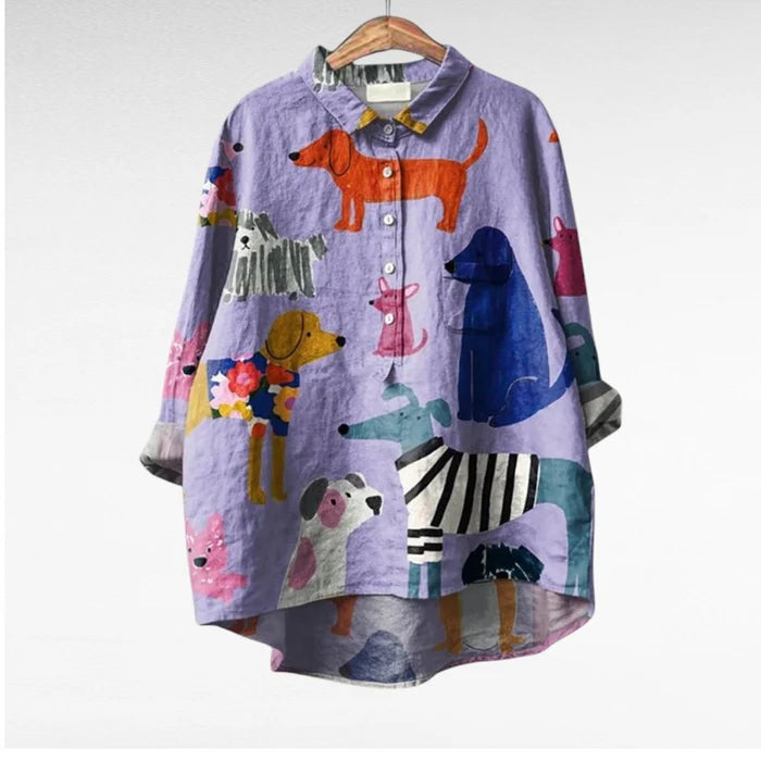 Laluna® | Damesblouse met Hondenprint