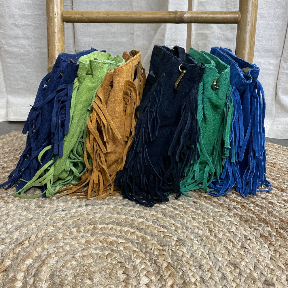 Laluna® | Schoudertas van leer met franjes