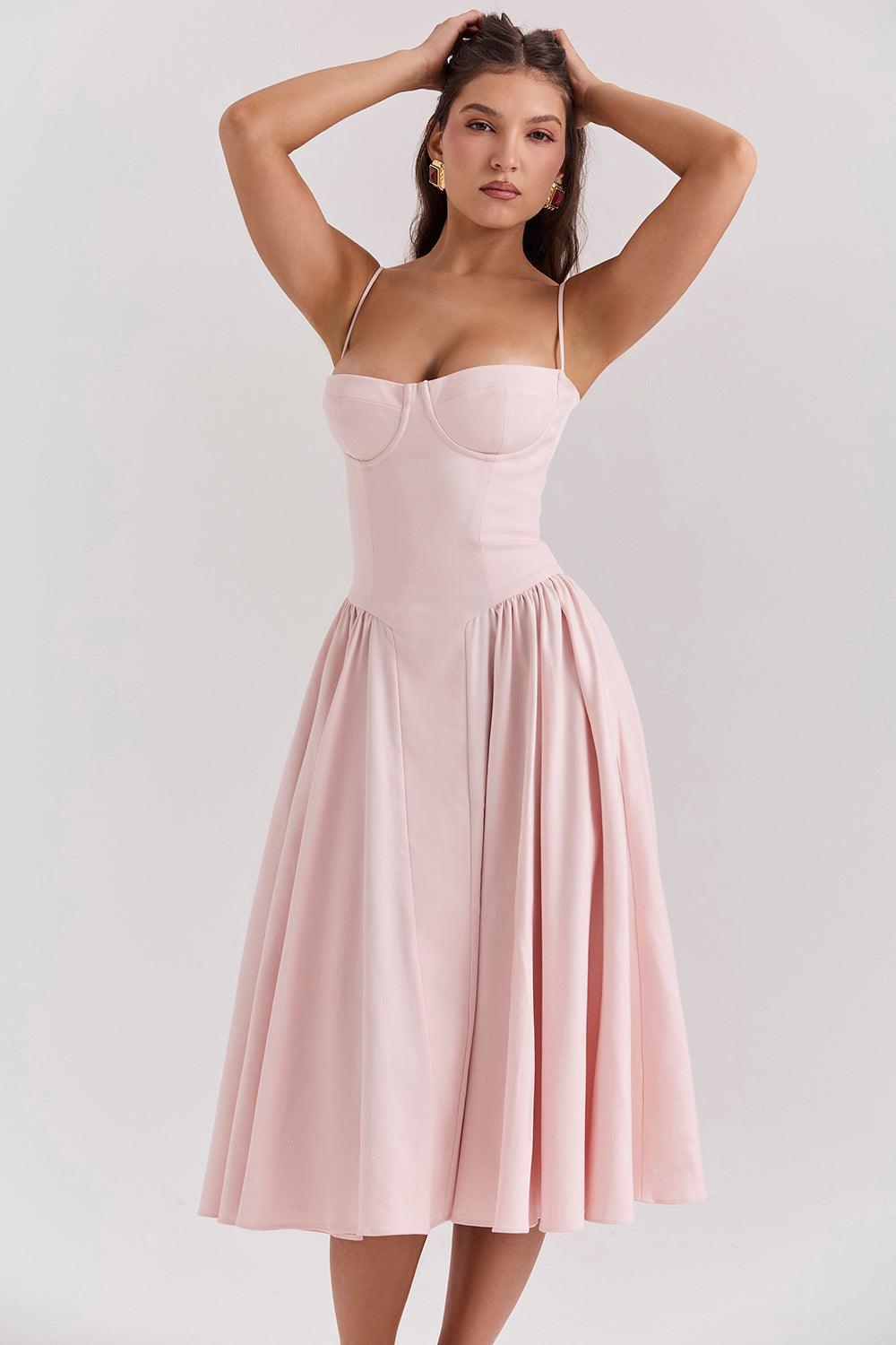 Laluna® | Twill Korset Midi Jurk