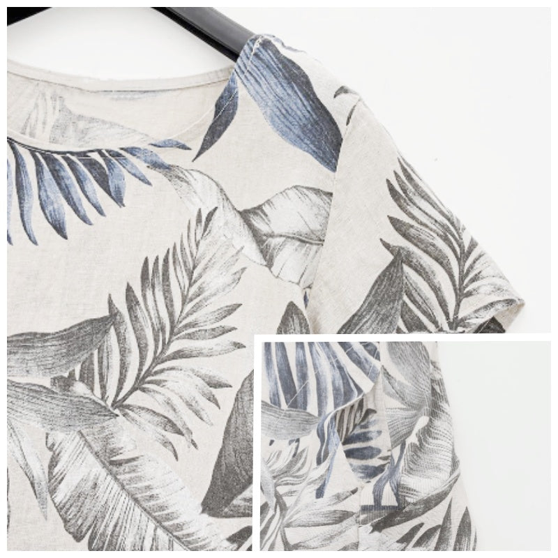 Ronde Hals Jurk met Botanische Print
