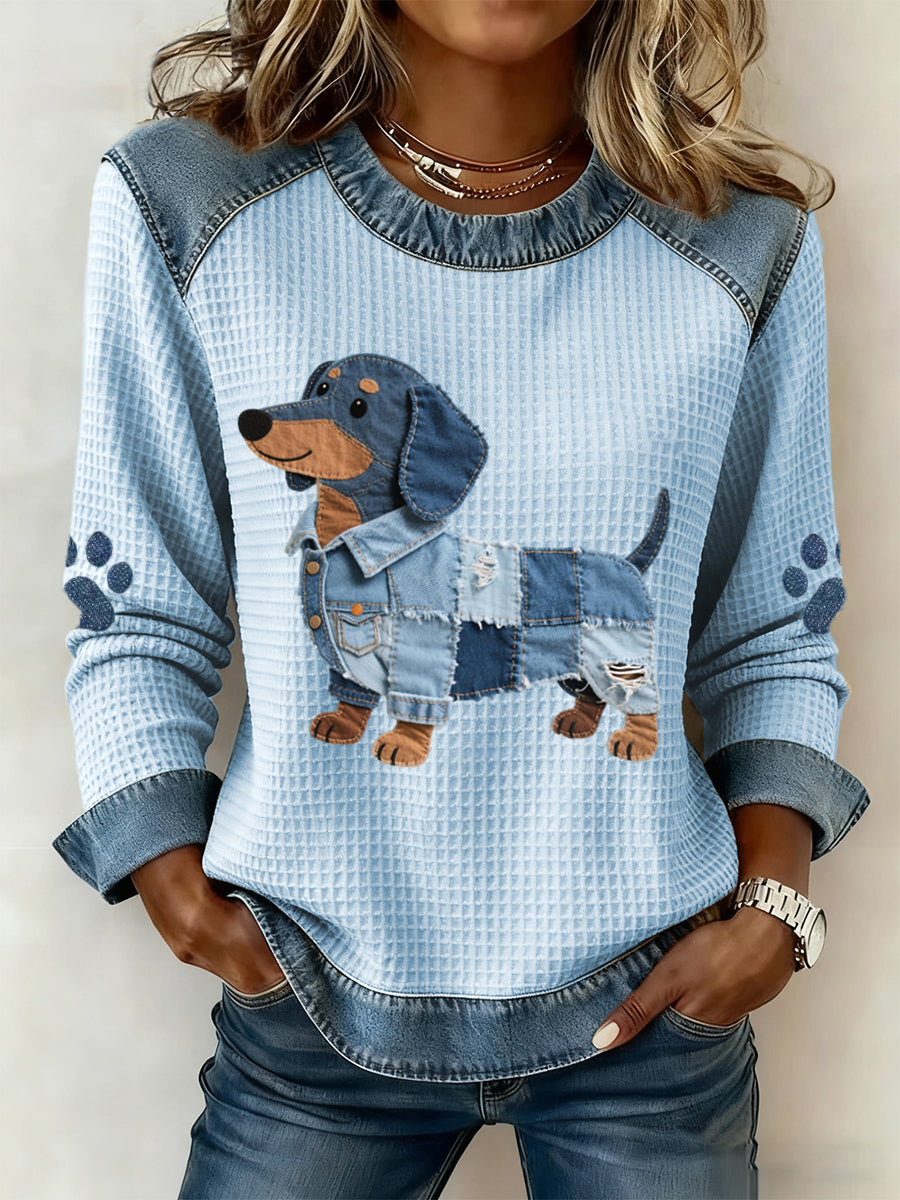 Laluna® | Schattige teckel met patchwork denim