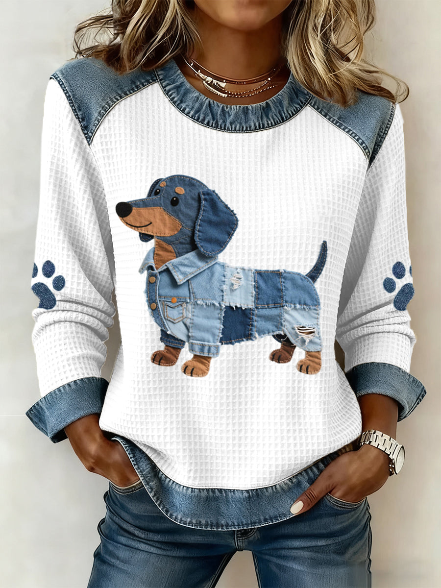 Laluna® | Schattige teckel met patchwork denim
