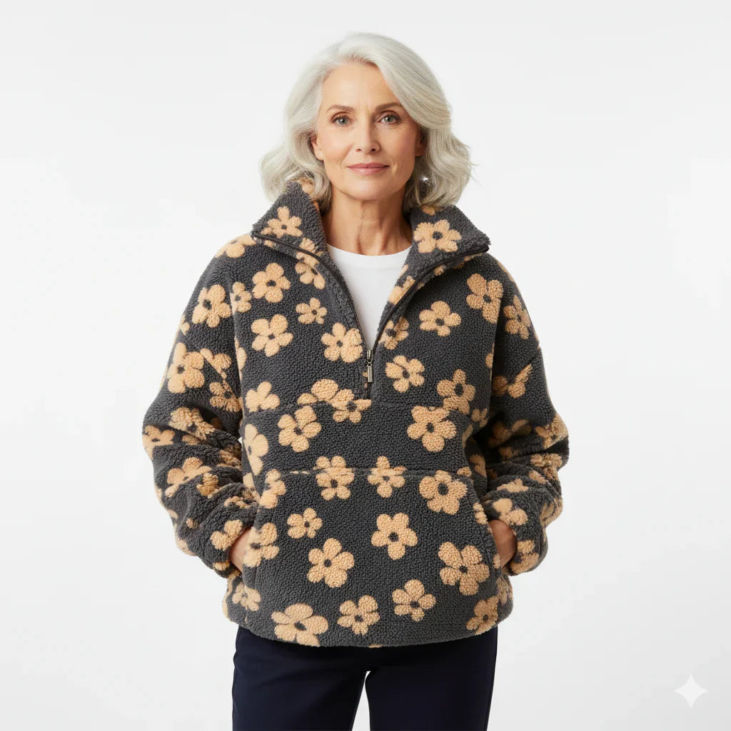 Laluna® | Fleece trui met bloemenprint