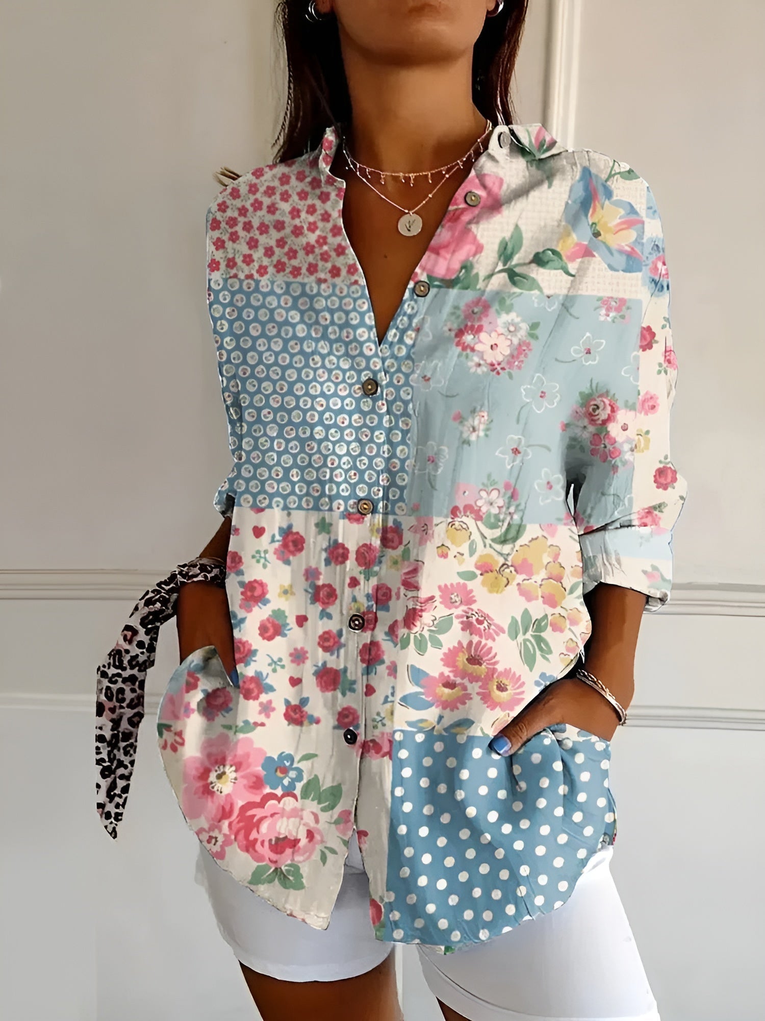Vloeiende bedrukte blouse