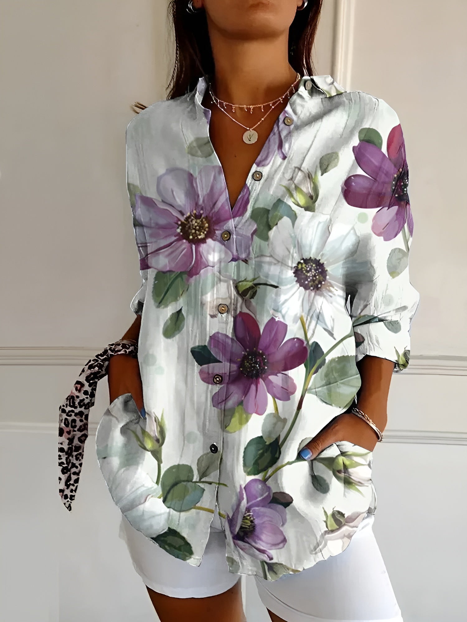 Vloeiende bedrukte blouse