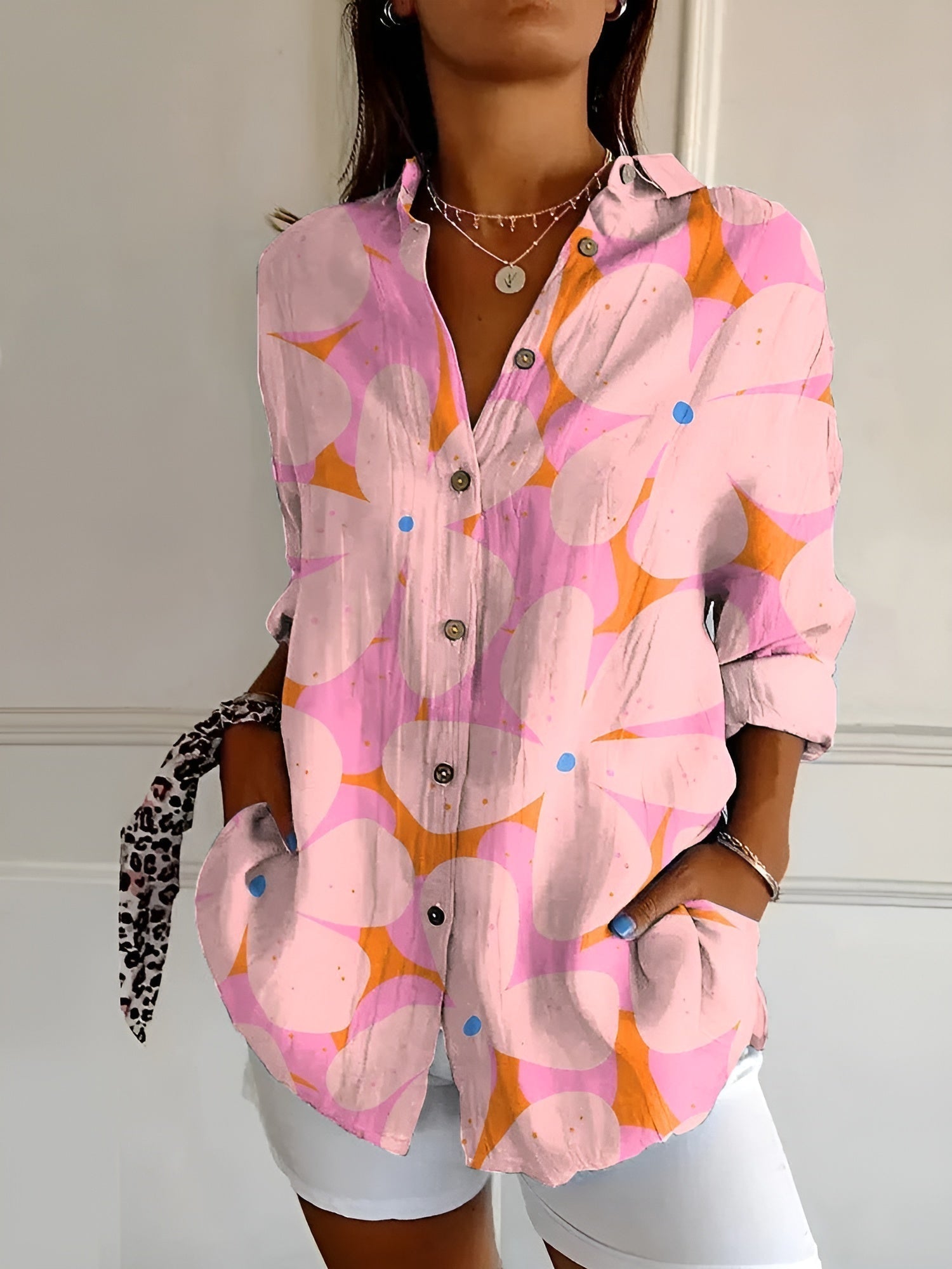 Vloeiende bedrukte blouse