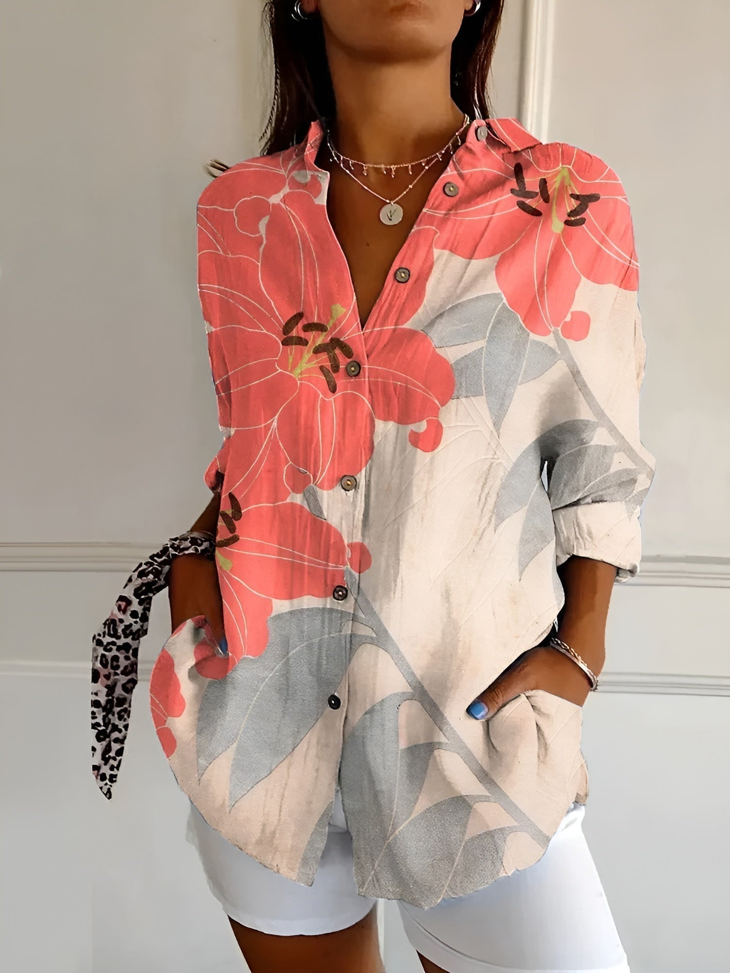 Vloeiende bedrukte blouse