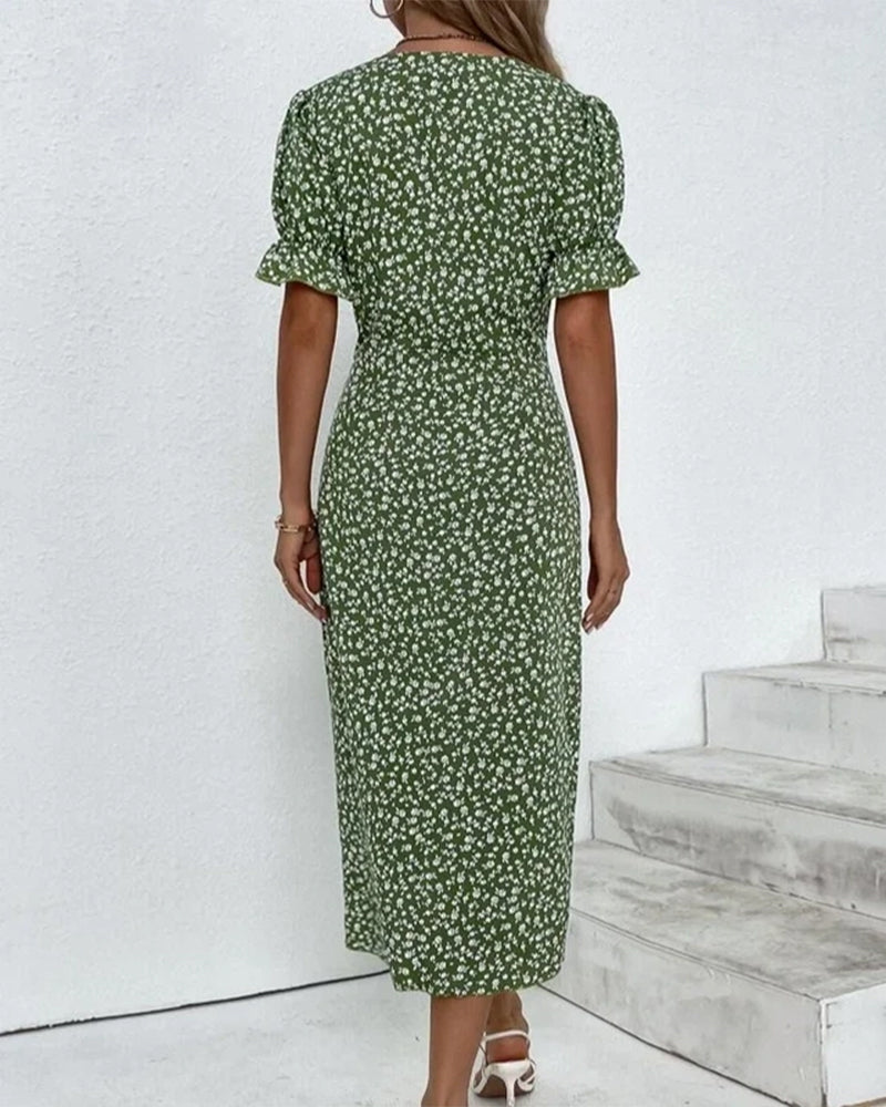 Laluna® | Jurk met bloemenprint en korte mouwen