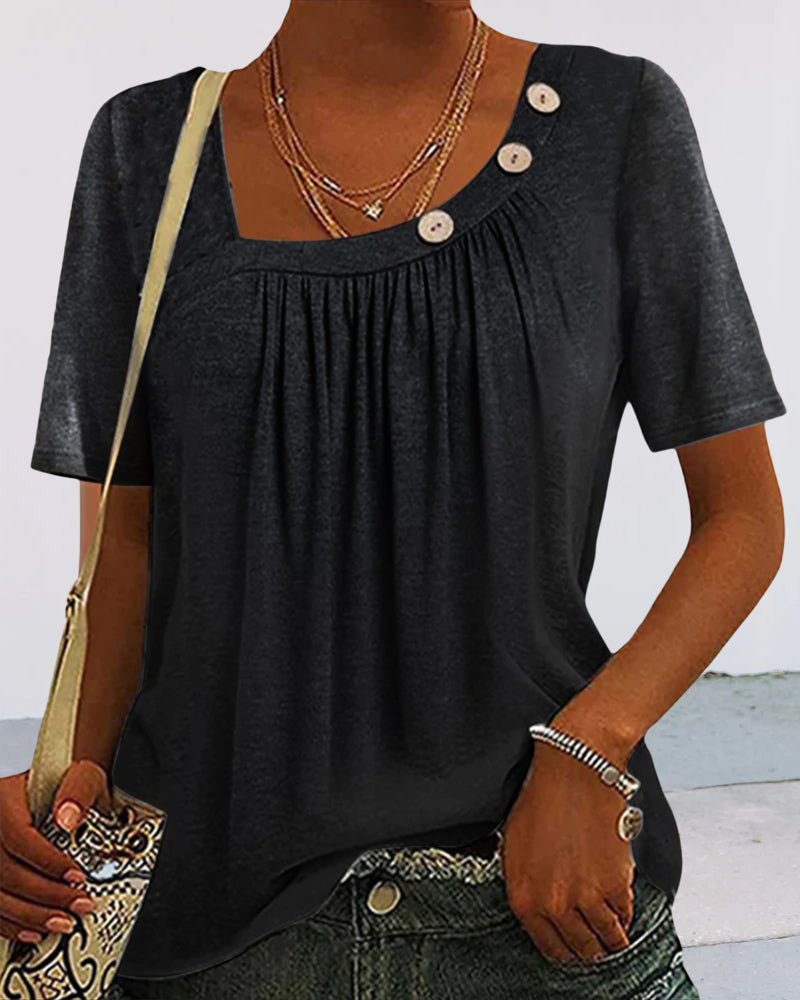 Laluna® | Comfortabele effen top met korte mouwen