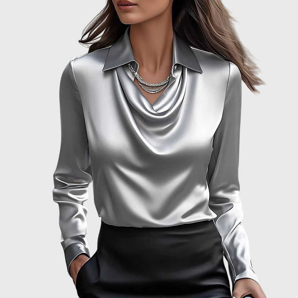 Laluna® | Elegante glanzende satijnen blouse