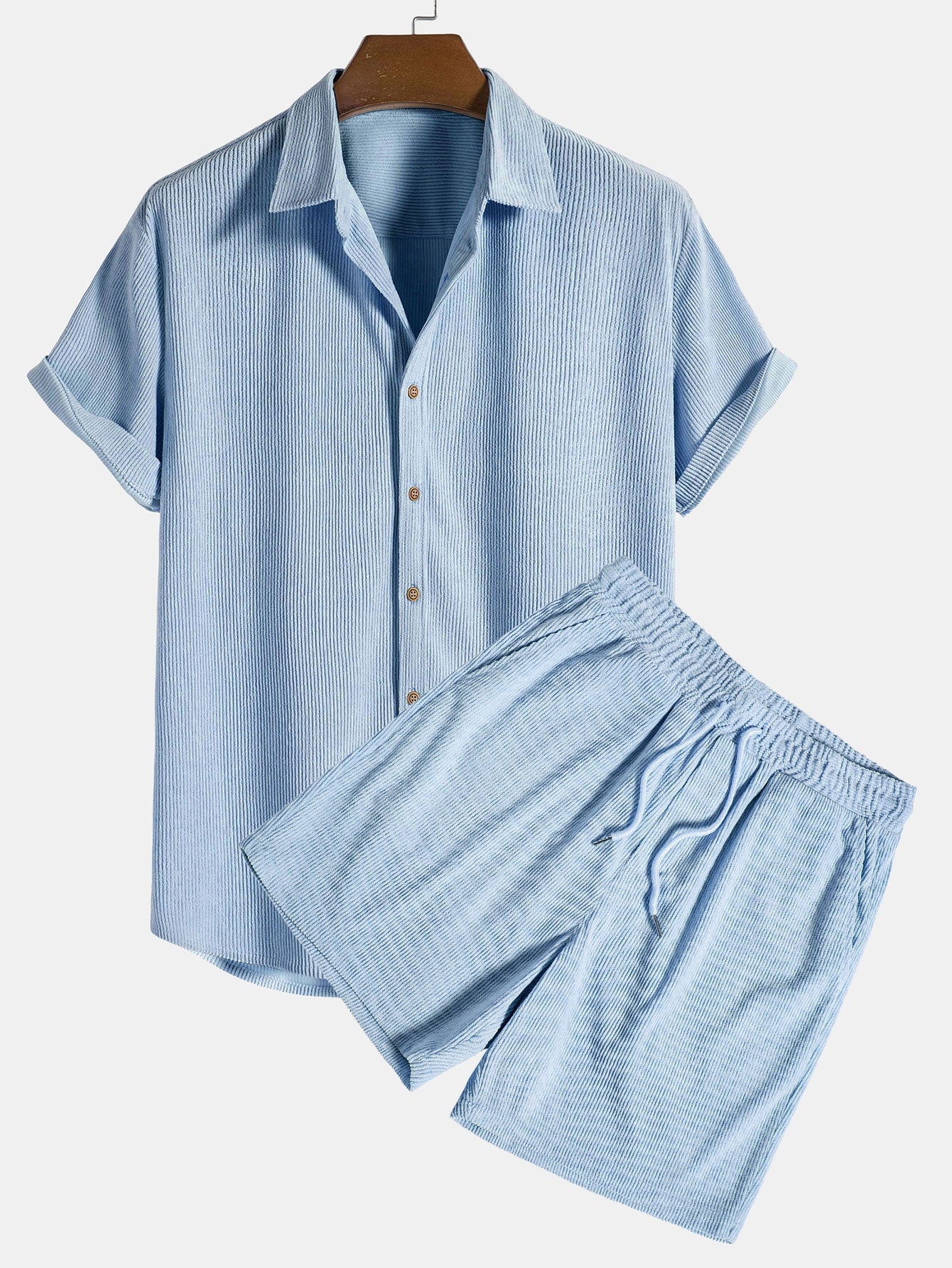 Korte Mouwen Corduroy Overhemd & Shorts