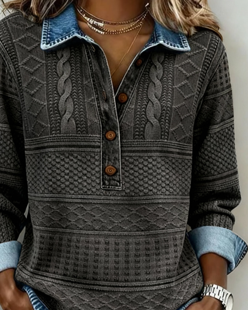 Laluna® | Trendy Sweatshirt met Kraag