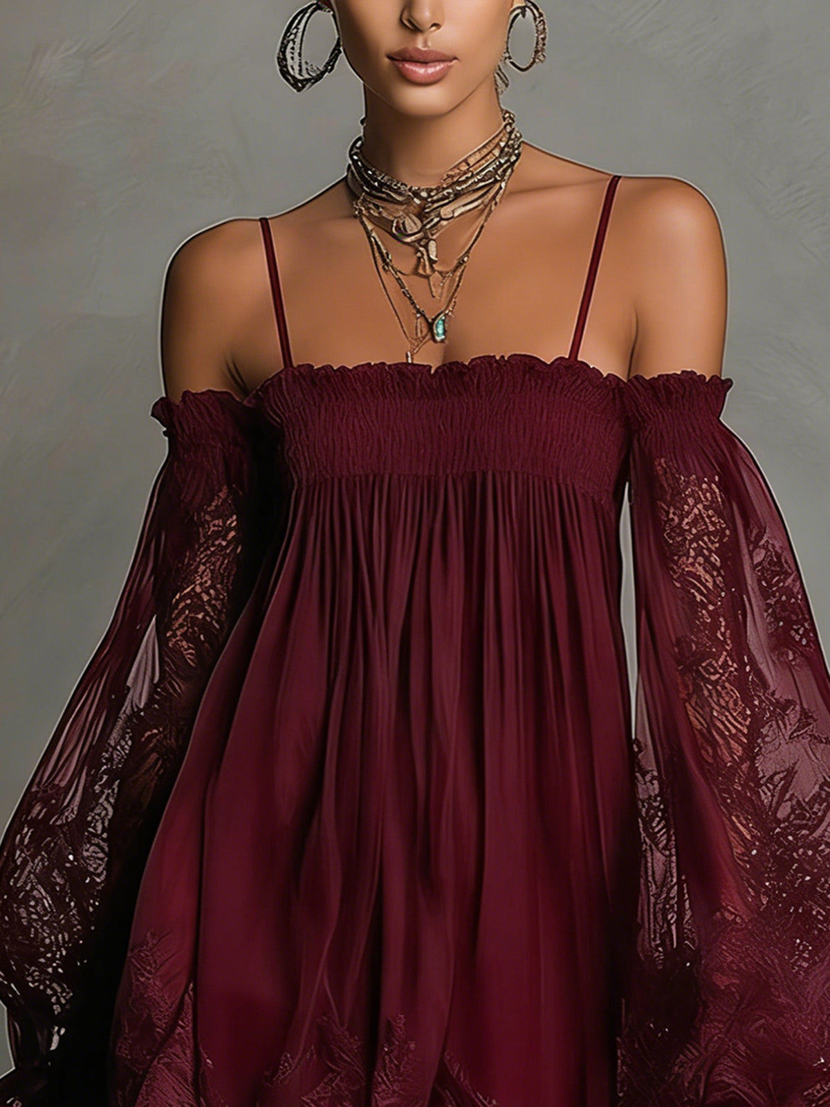 Naomi • Mini-jurkmet off-shoulder halslijn