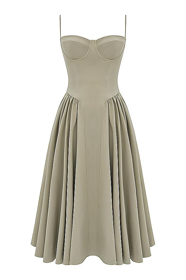 Laluna® | Twill Korset Midi Jurk
