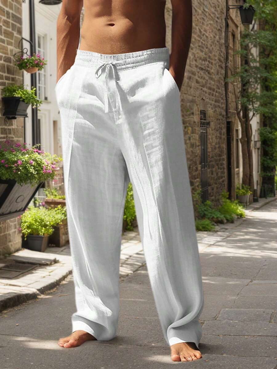 Laluna® | Lichte Linnen Broek met Touw