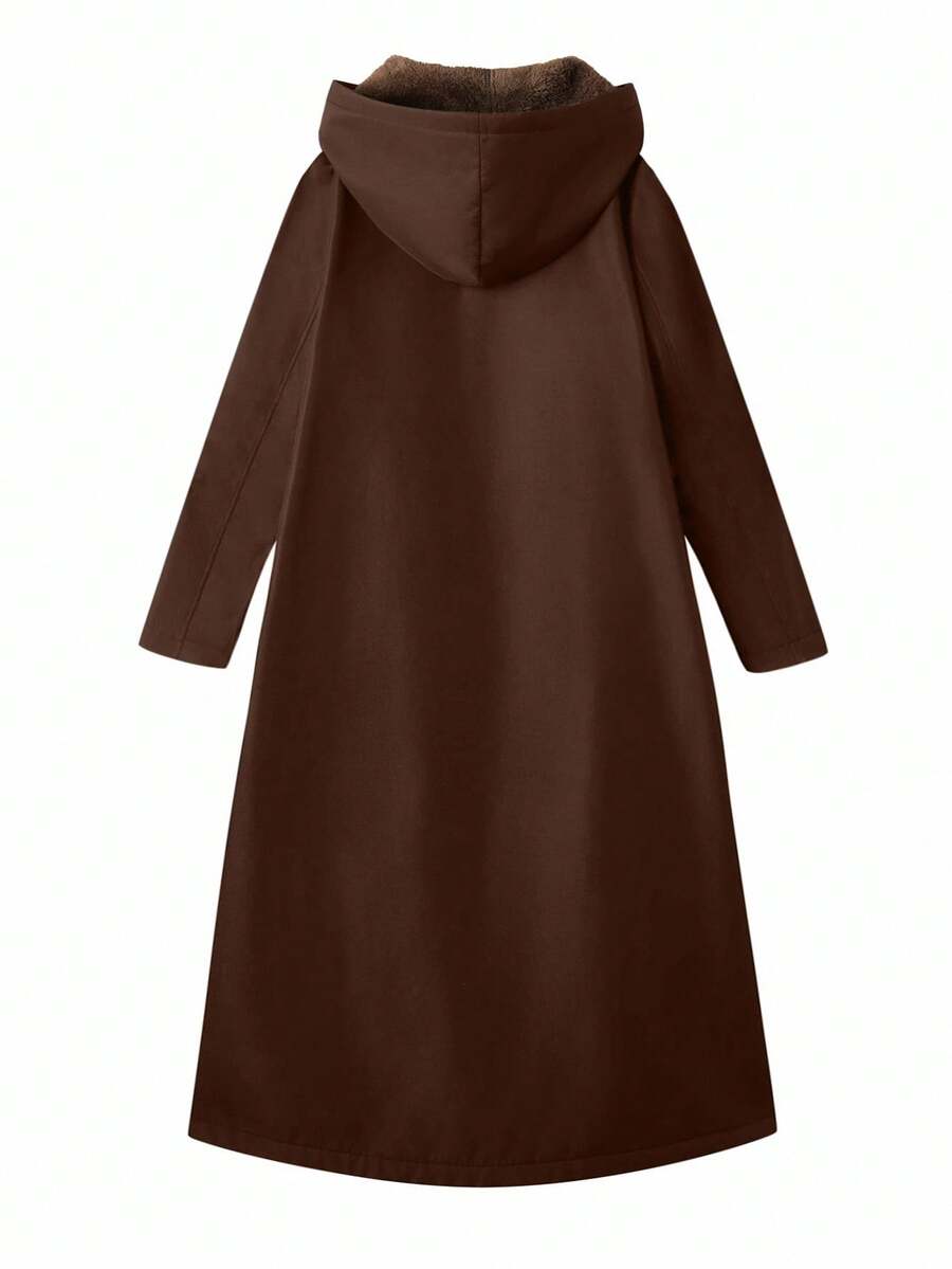 Dames effen Pluizige Lange Jas-herfst/winter