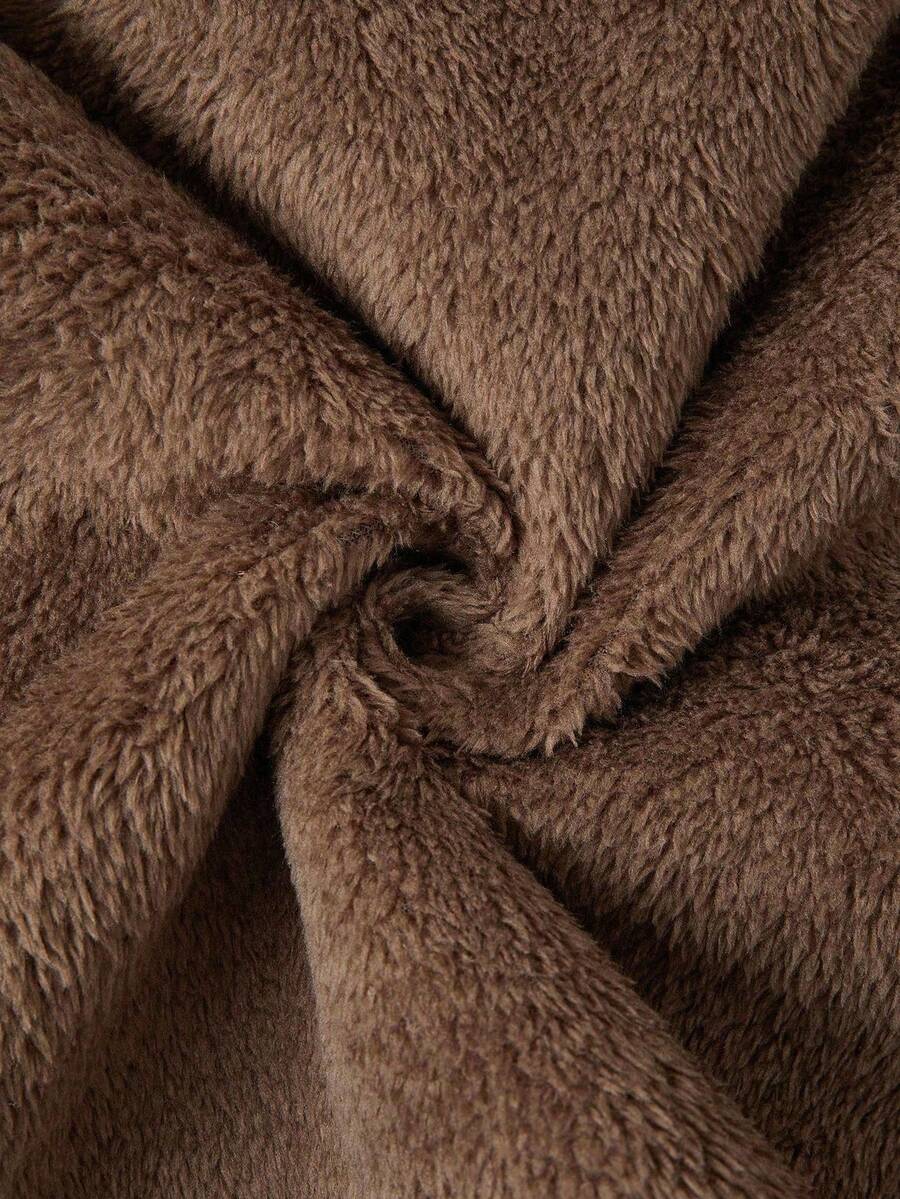 Dames effen Pluizige Lange Jas-herfst/winter