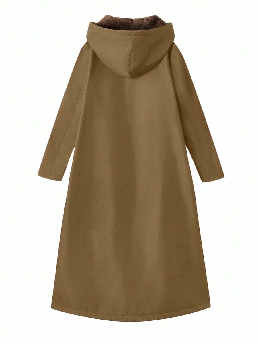 Dames effen Pluizige Lange Jas-herfst/winter