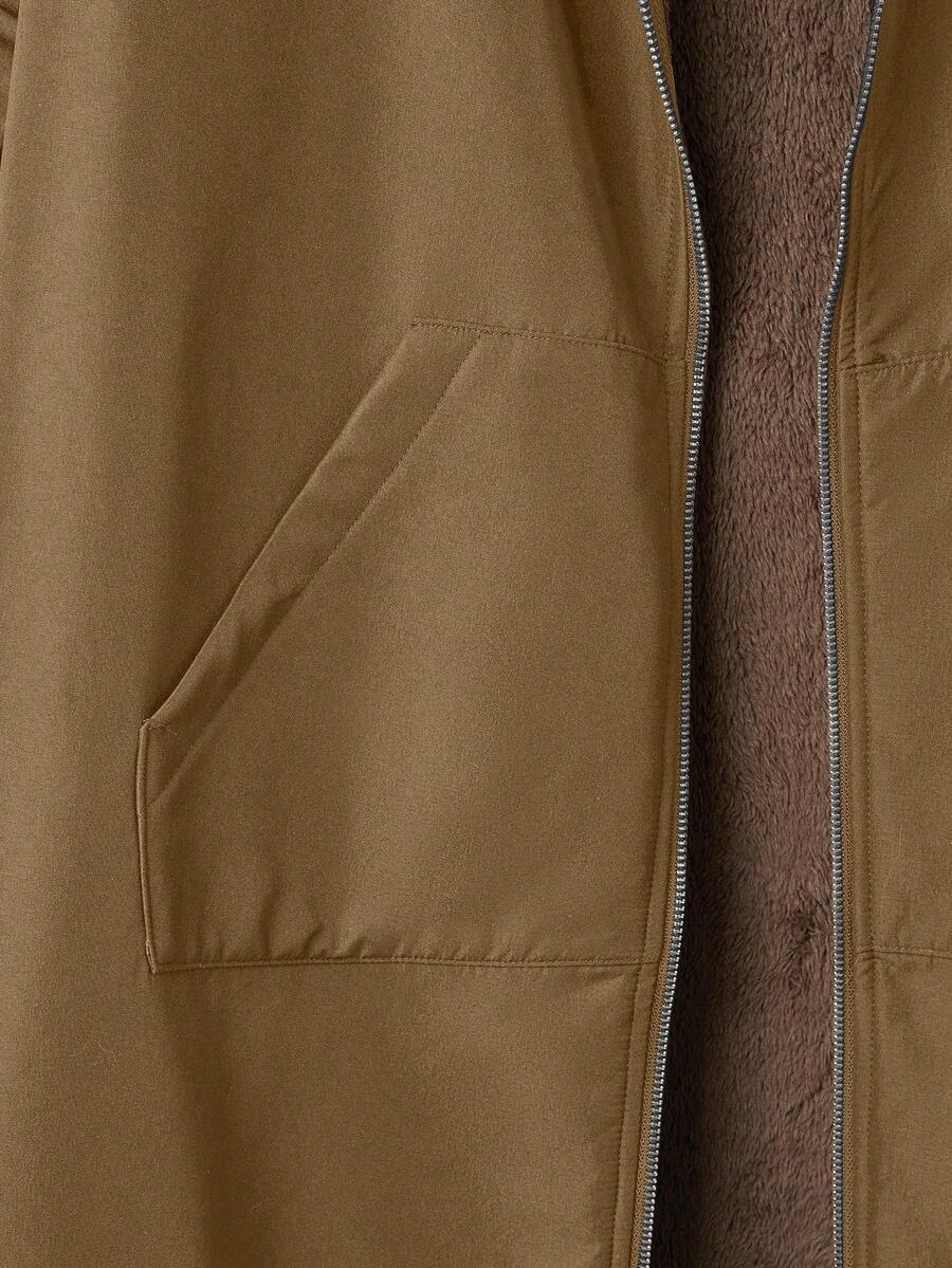 Dames effen Pluizige Lange Jas-herfst/winter