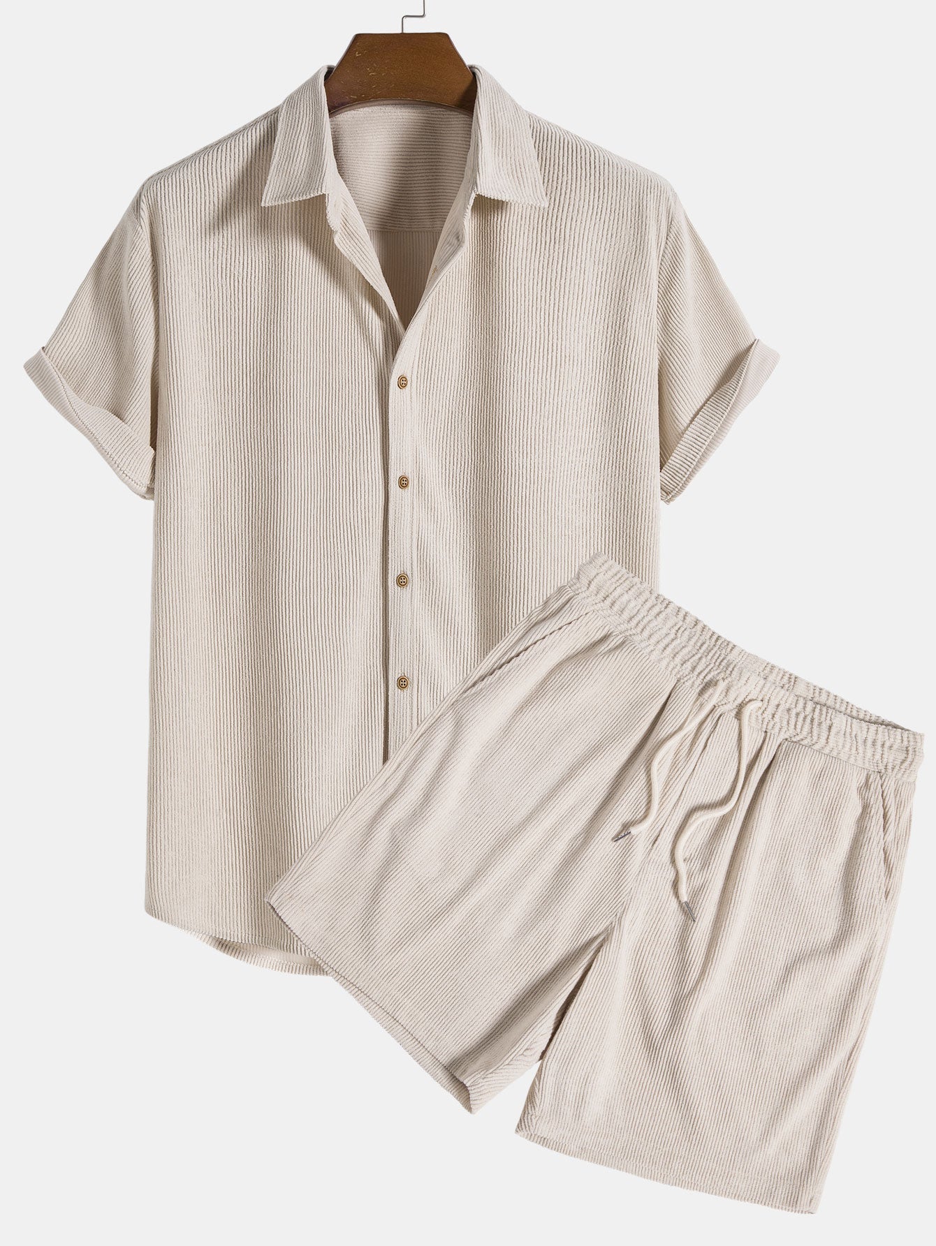 Korte Mouwen Corduroy Overhemd & Shorts