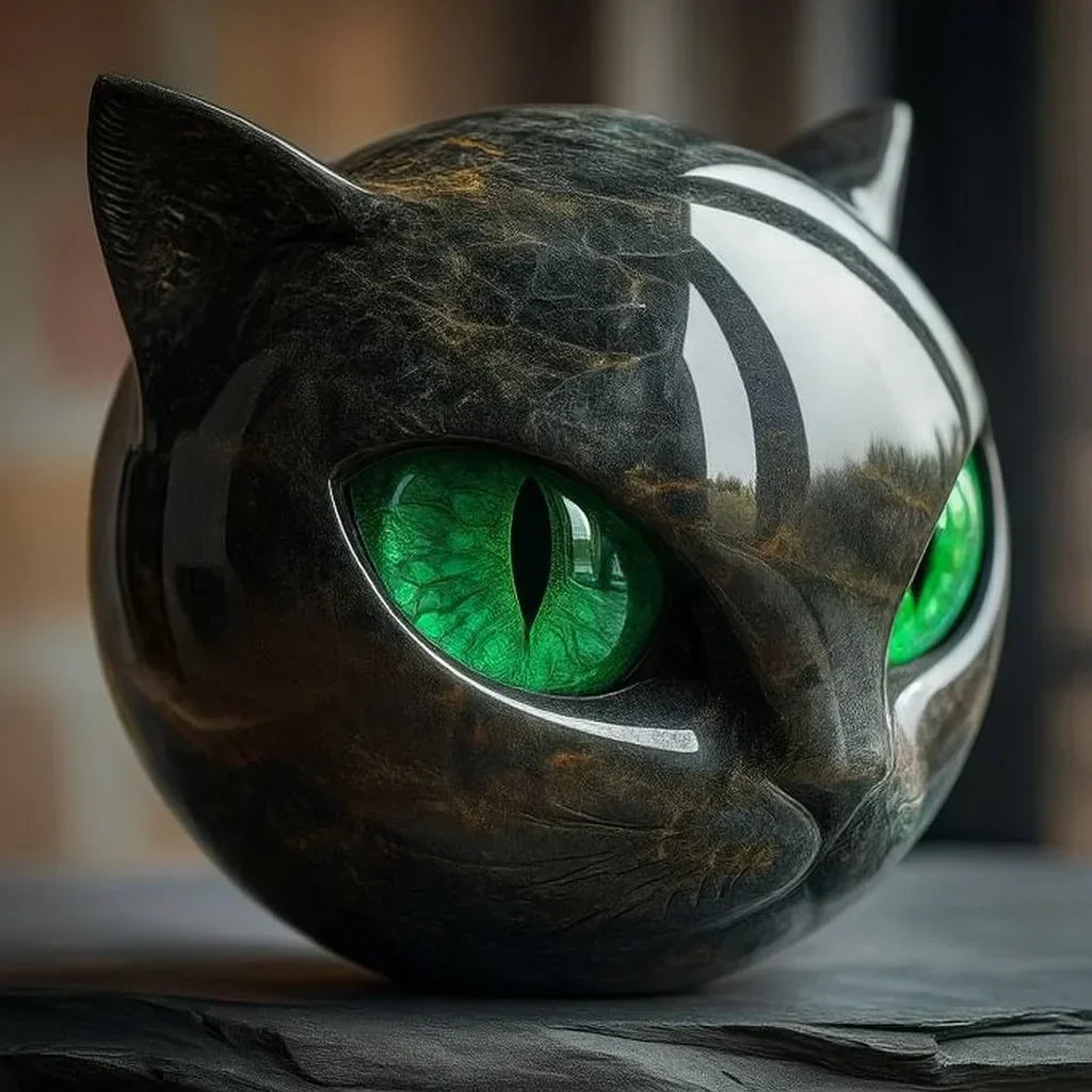 NyxCharm - Mystieke Zwarte Kat Hoofd Sculptuur