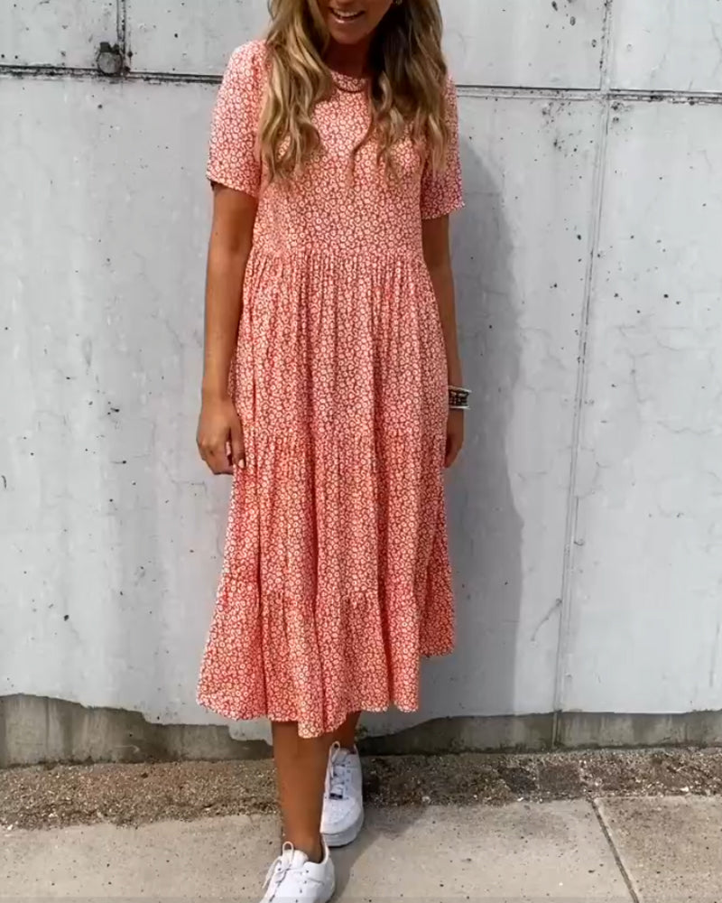 Laluna® | Jurk met korte mouwen en bloemenprint
