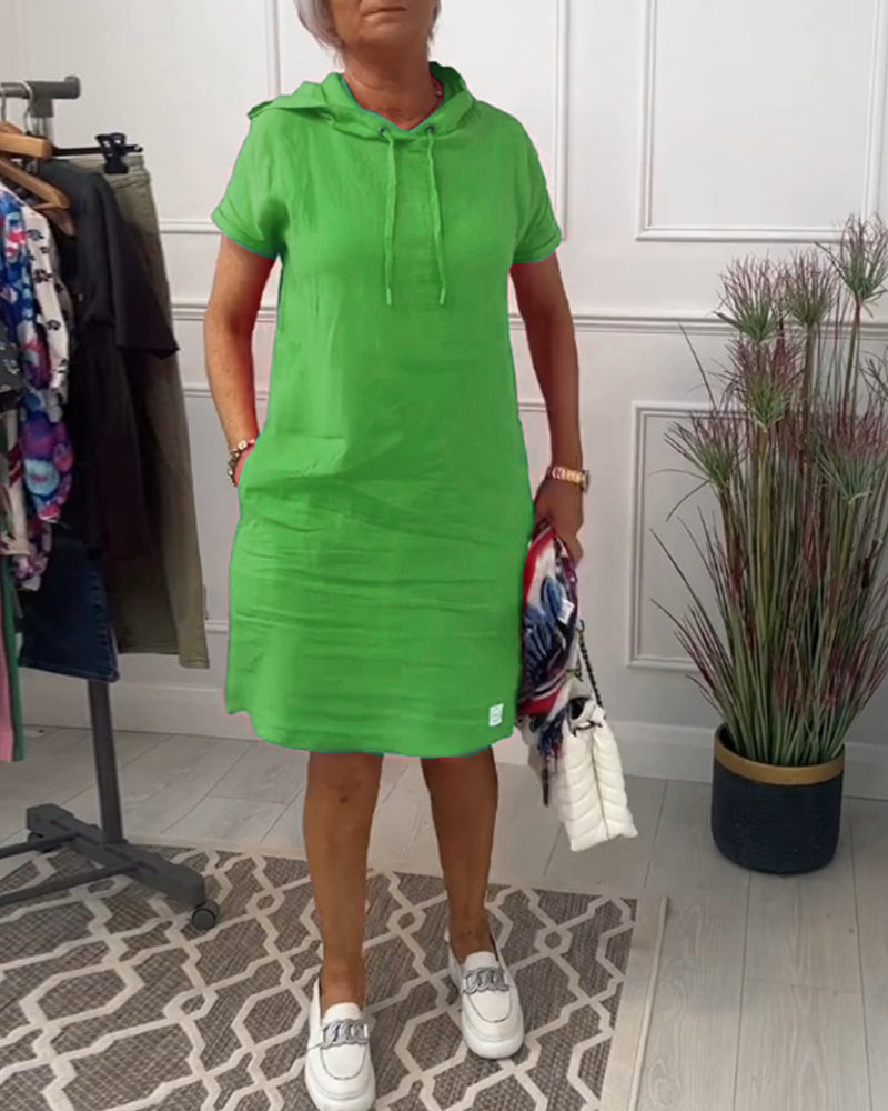 Laluna® | Vrijetijdsjurk met korte mouwen en capuchon