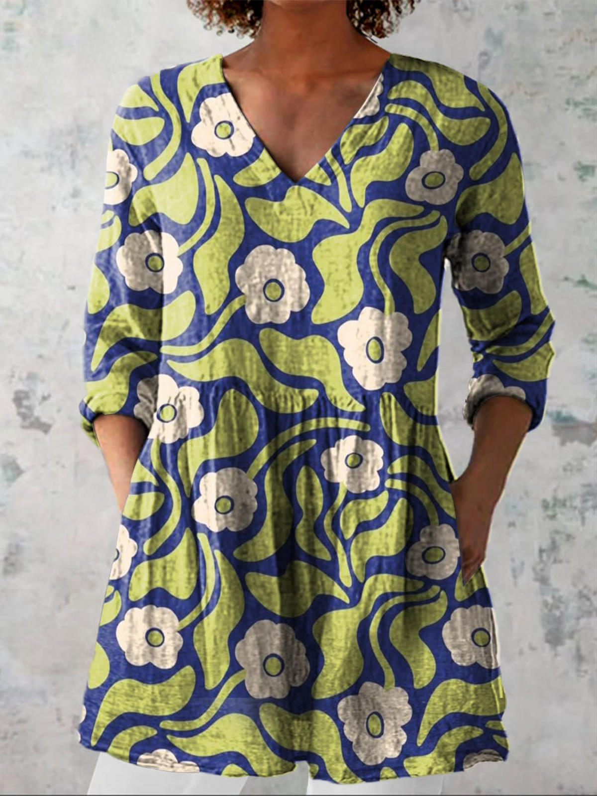 Talia | Lange Blouse met een opvallend patroon
