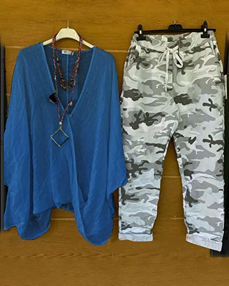 Casual Tweedelige Set met Camouflageprint