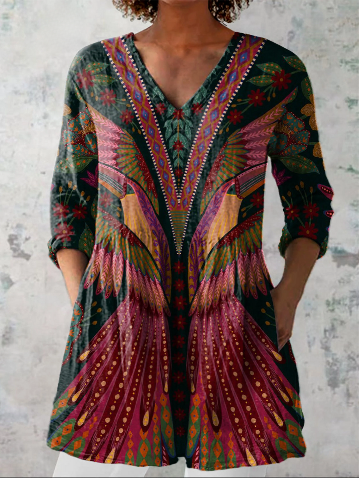 Mila | Lange Blouse met een opvallend patroon