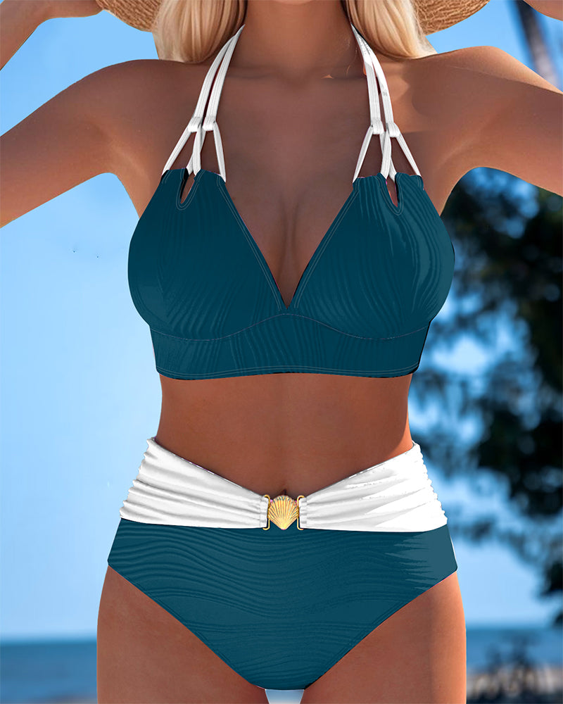 Bikini met hoge taille en dubbele band