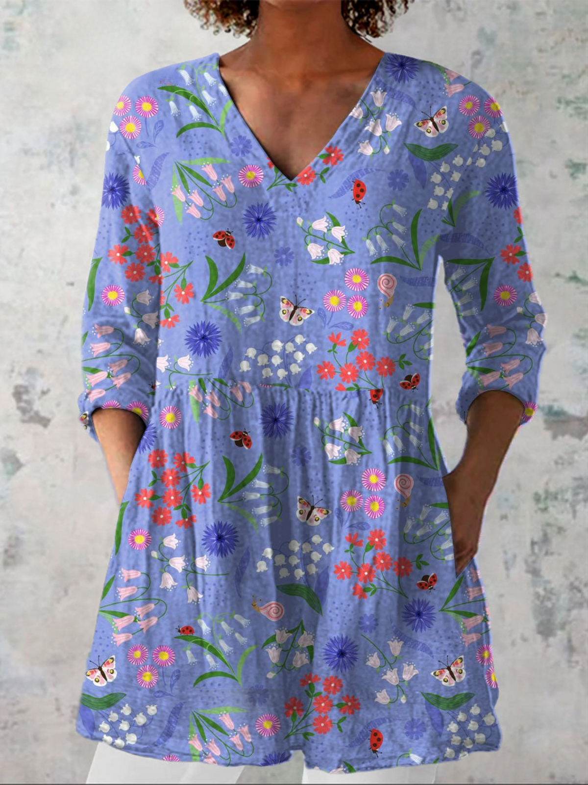 Amelie | Lange Bluse met expressief patroon