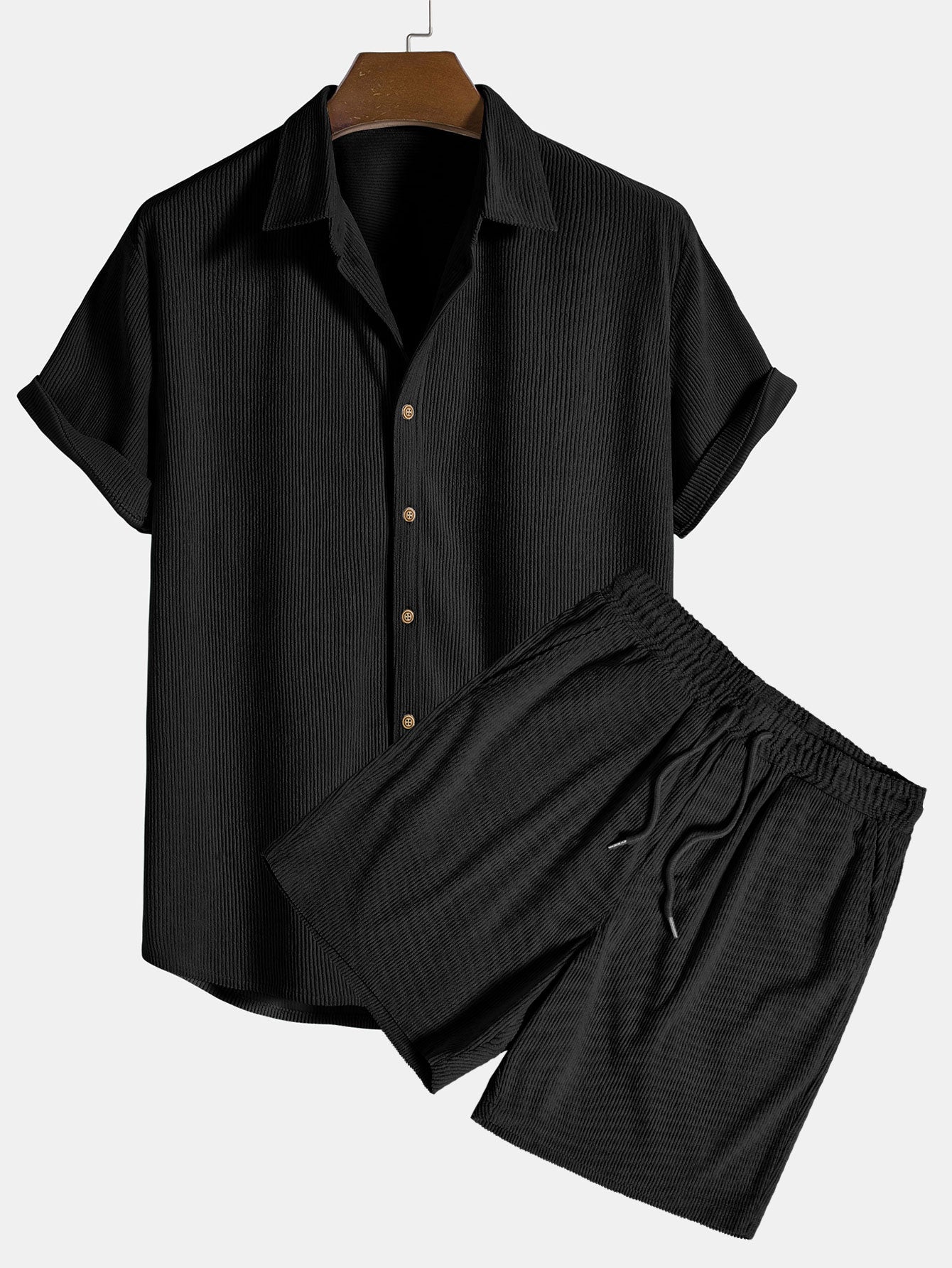 Korte Mouwen Corduroy Overhemd & Shorts