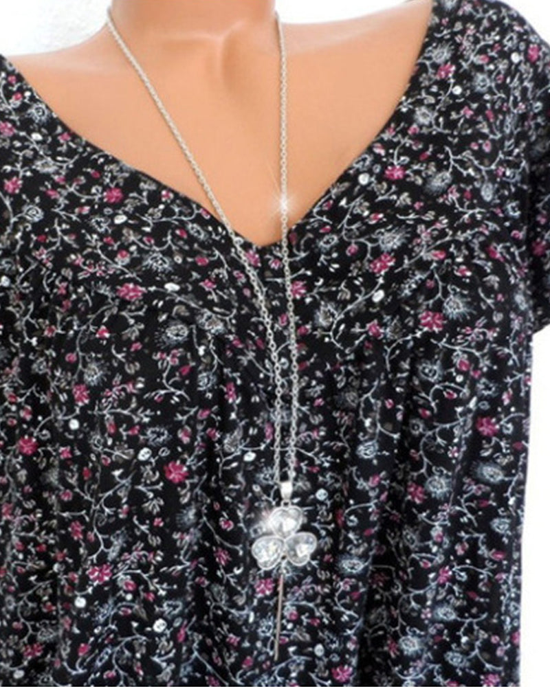 Laluna® | Katoenen T-shirt met korte mouwen en V-hals