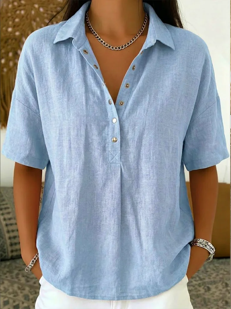 Laluna® | Blouse met kraag en knoopdetail (TIJDELIJK 1+1 GRATIS!)