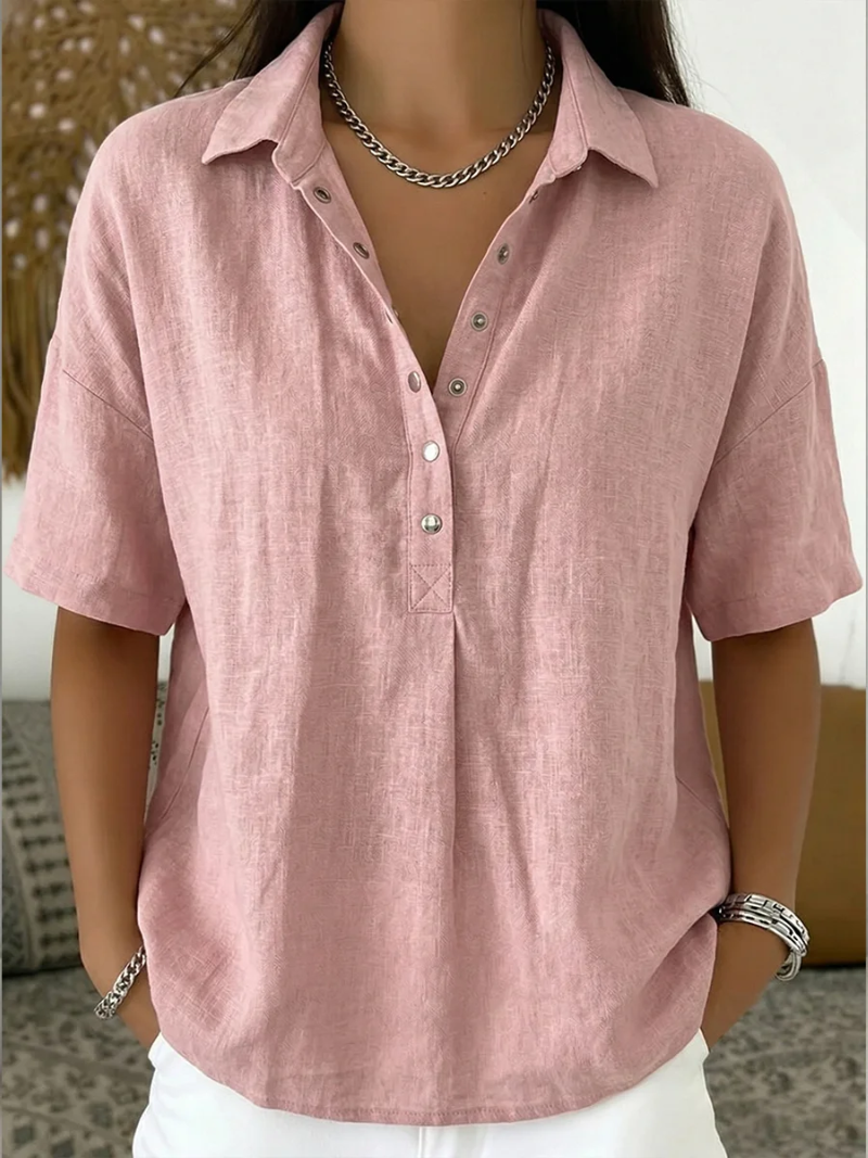 Laluna® | Blouse met kraag en knoopdetail (TIJDELIJK 1+1 GRATIS!)
