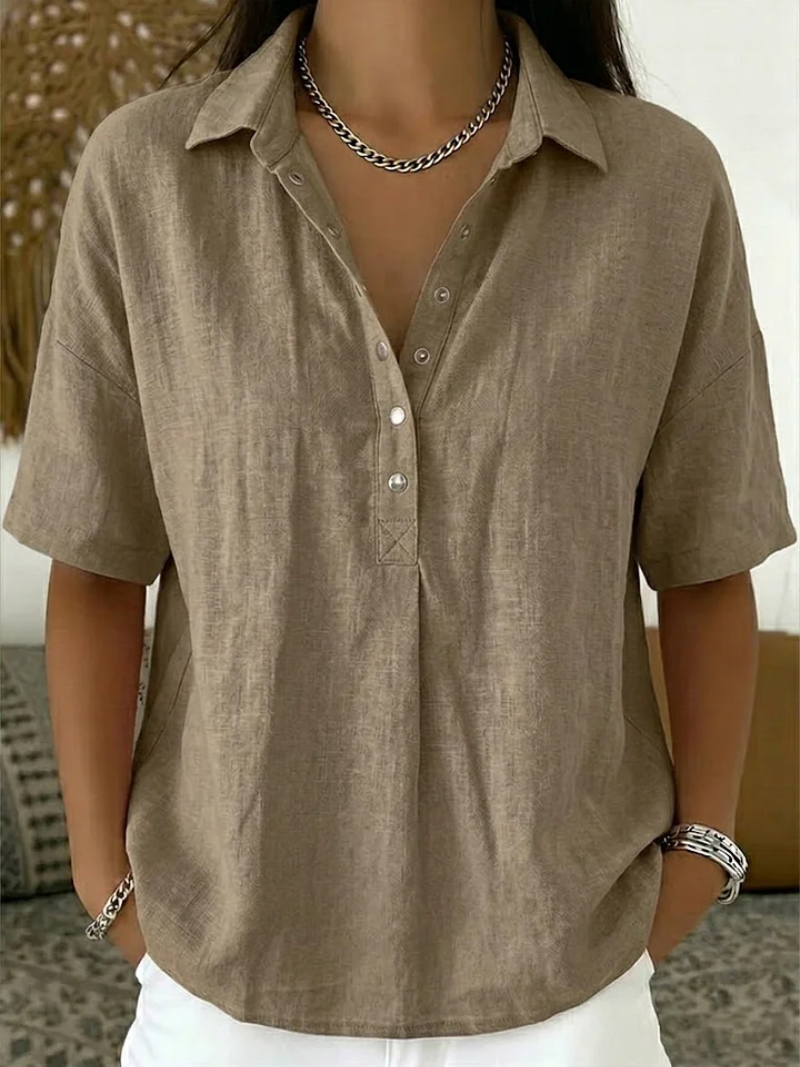 Laluna® | Blouse met kraag en knoopdetail (TIJDELIJK 1+1 GRATIS!)