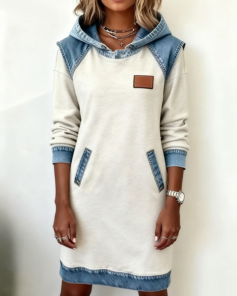 Laluna® | Hoodiejurk met contrasterende details
