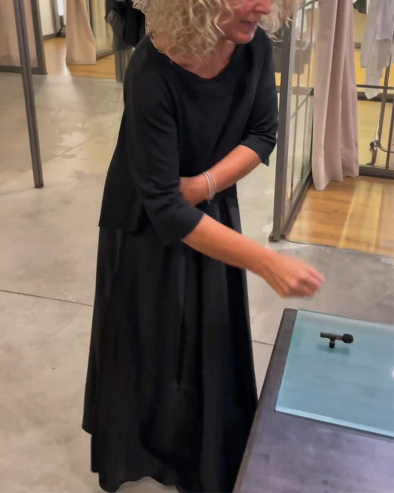 Laluna® | Tweedelige set met effen strapless jurk en topje