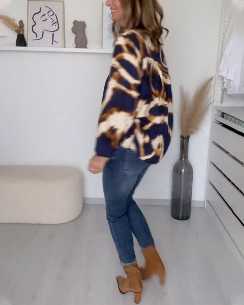 Laluna® | Bedrukte casual top met V-hals