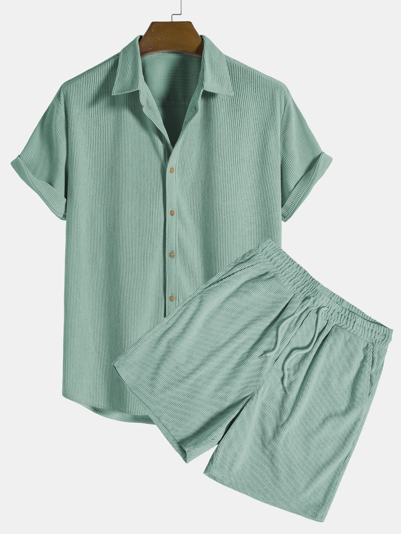 Korte Mouwen Corduroy Overhemd & Shorts