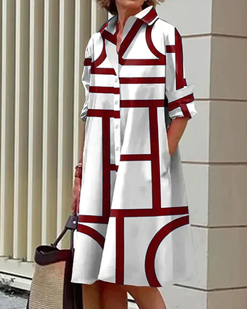 Laluna® | Jurk met zakken en geometrische print