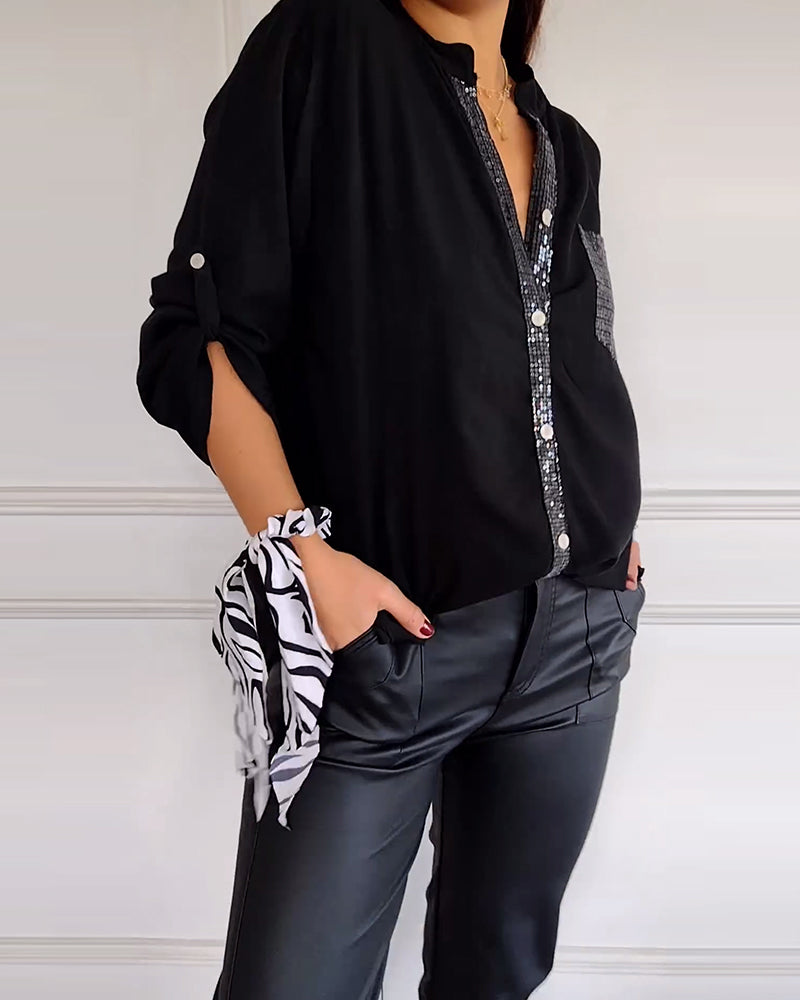 Casual Top met Pailletten Details