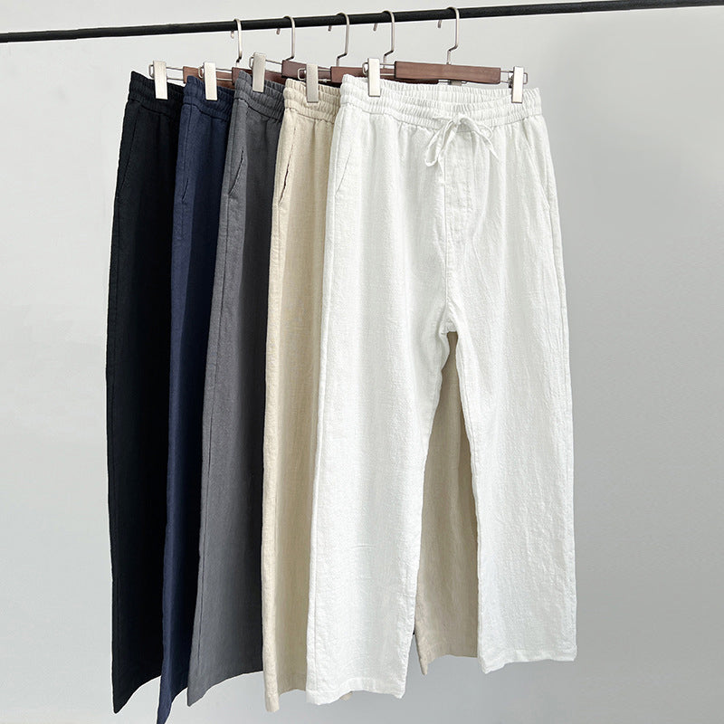 Broek heren | Linnen look zomerbroek met elastische taille