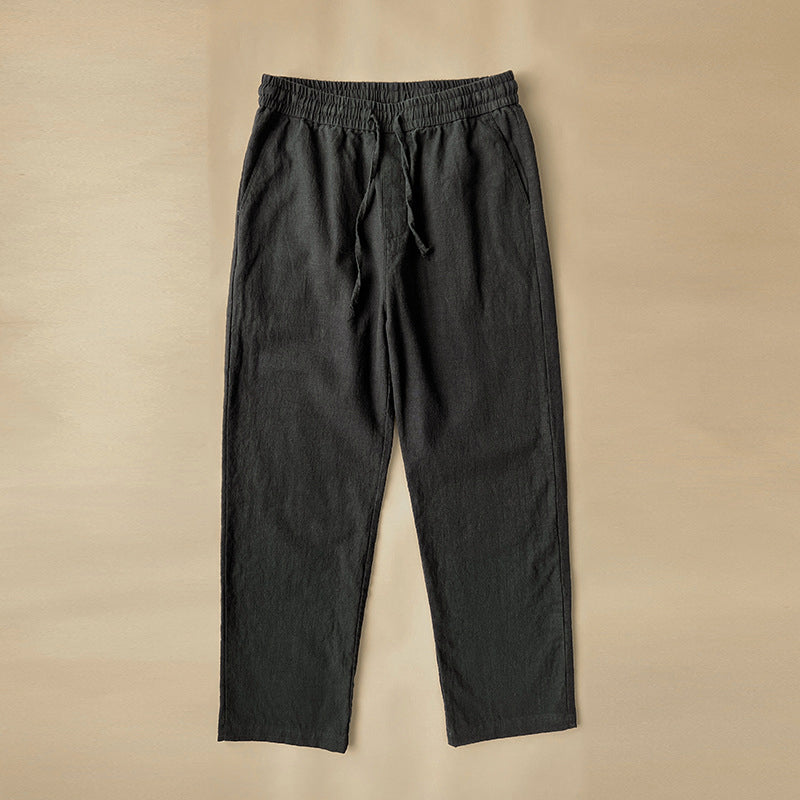 Broek heren | Linnen look zomerbroek met elastische taille