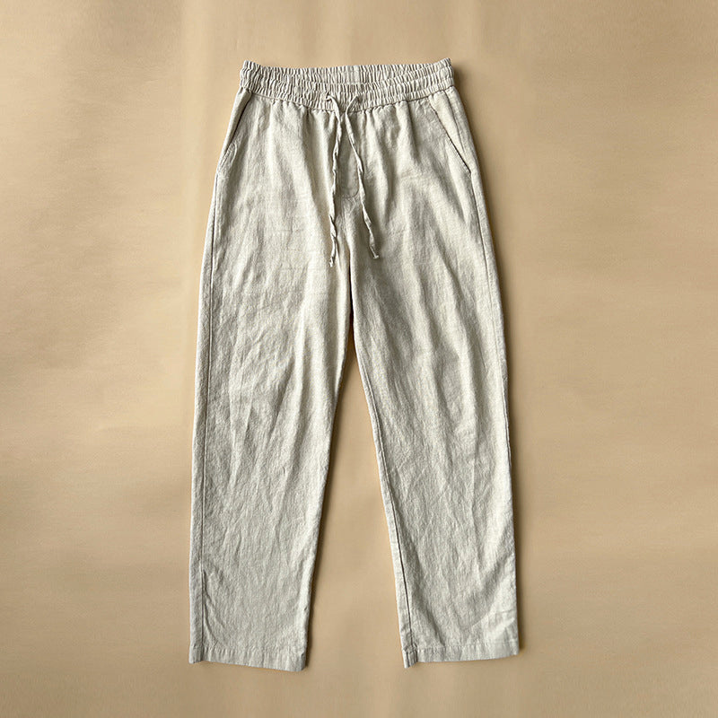 Broek heren | Linnen look zomerbroek met elastische taille
