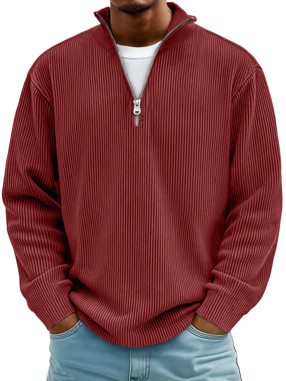 Laluna® | Geribbelde Half-Zip Trui