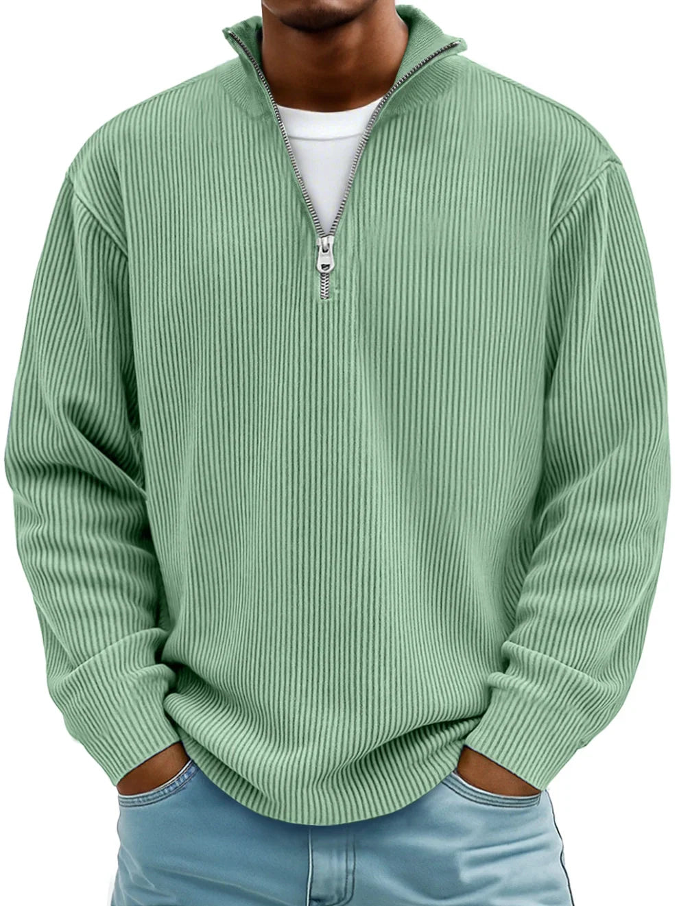 Laluna® | Geribbelde Half-Zip Trui