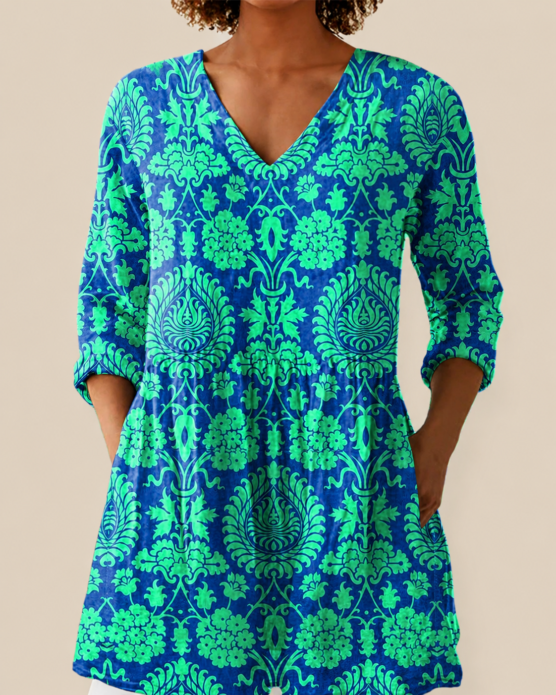 Romy | Lange Blouse met expressief patroon