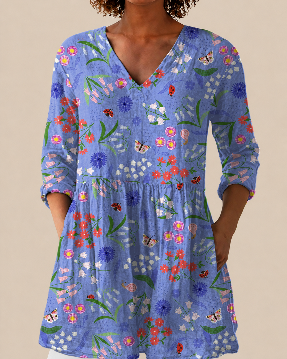 Amelie | Lange Bluse met expressief patroon